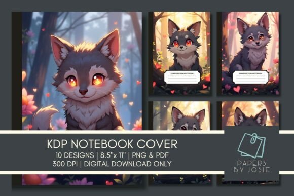 Download Cute Little Wolf KDP Notebook Cover - Wolf kdp Collection